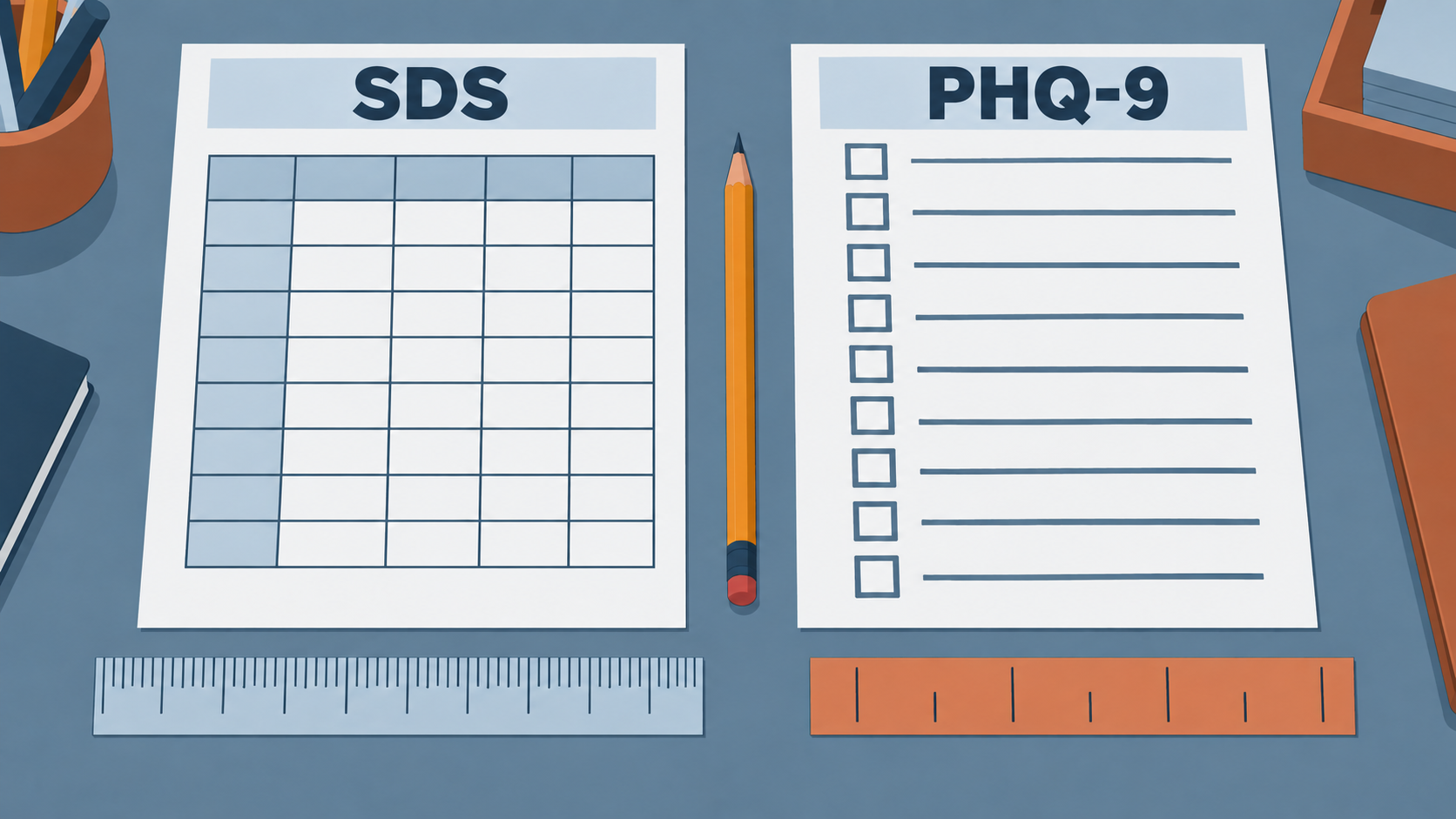 SDS与PHQ-9报告及不同刻度的对照示意