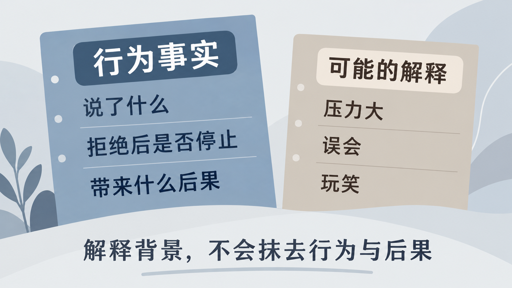 行为事实与解释分别记录