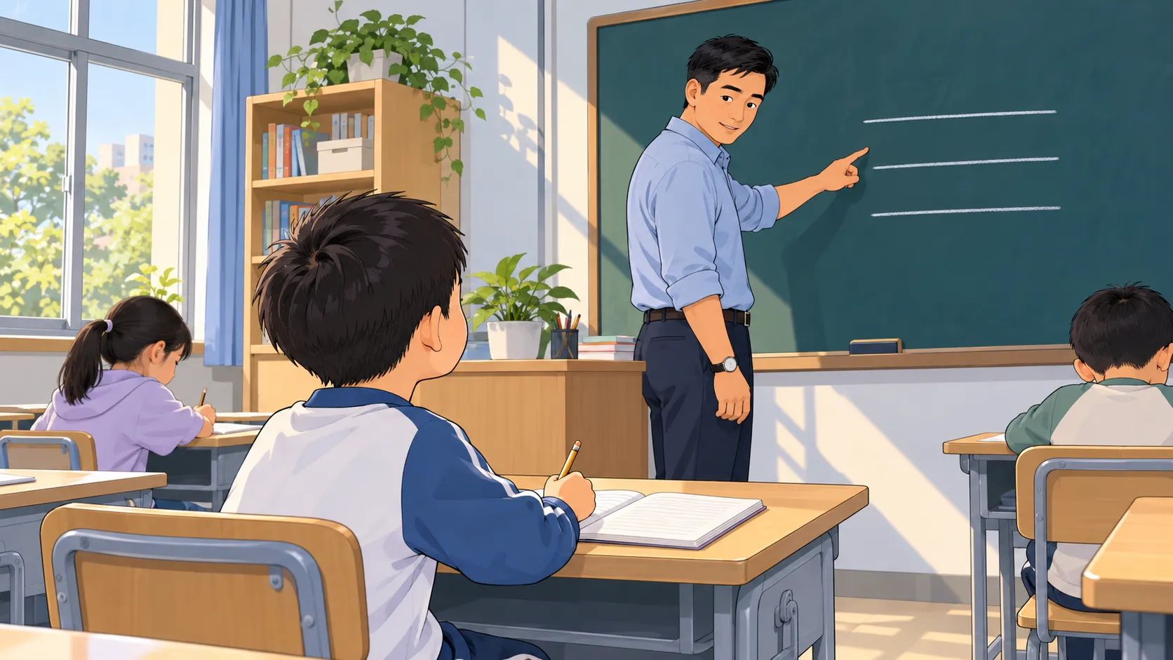小学老师用清楚的任务提示帮助学生开始课堂练习