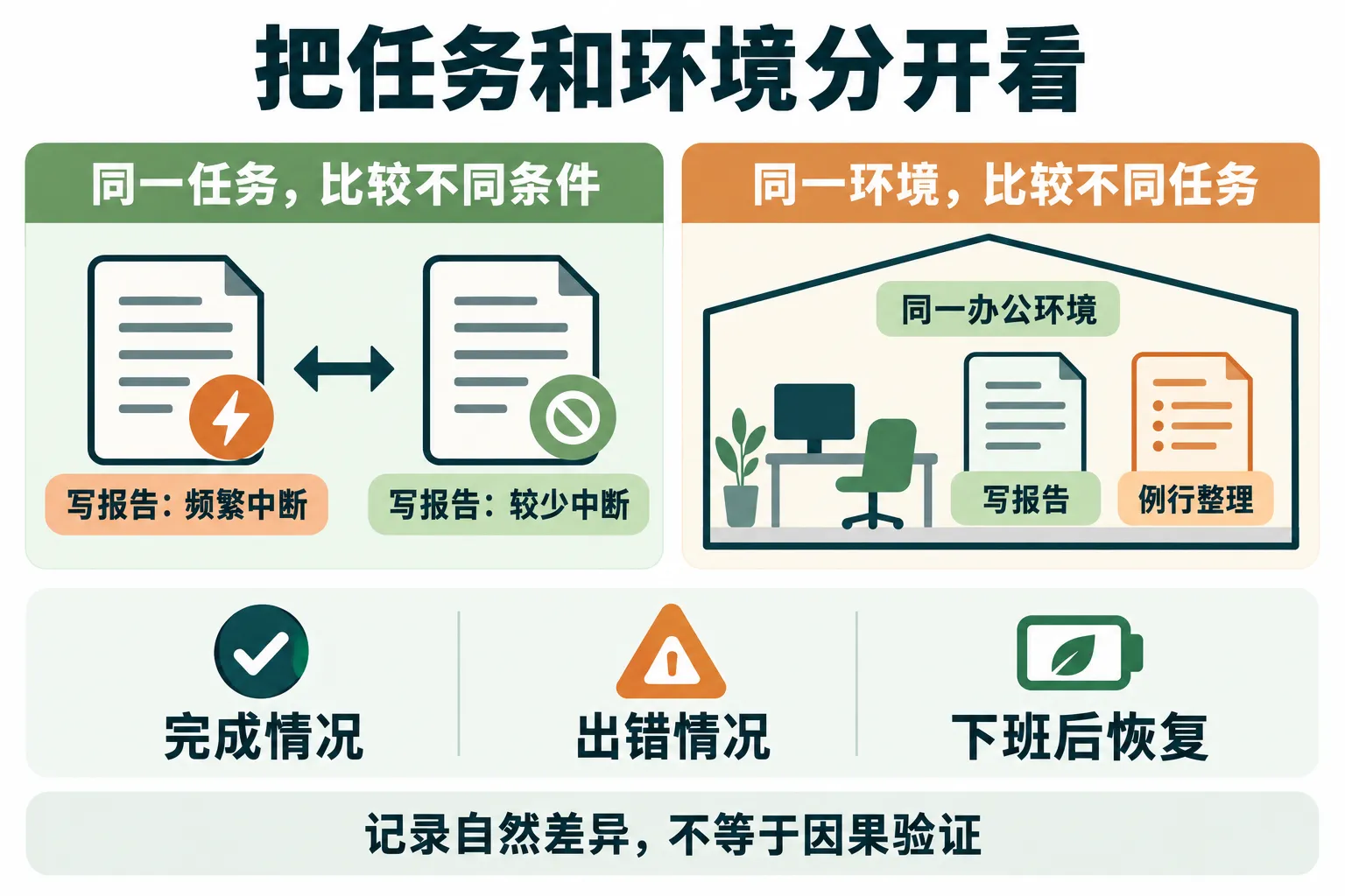 从同一任务不同环境、同一环境不同任务两个角度观察工作负担