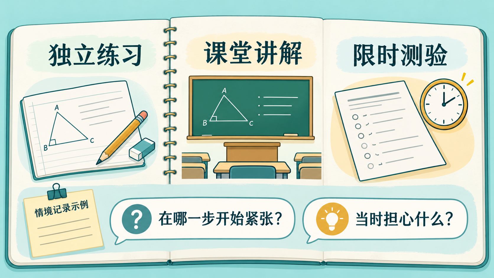 数学任务中紧张出现情境的记录示例