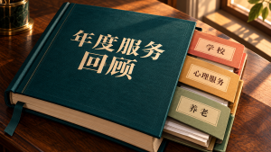年度服务回顾主册汇集学校、心理服务与养老三类来源档案