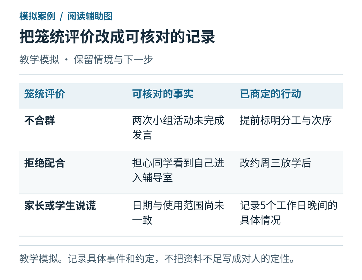 笼统评价怎样改成可核对记录