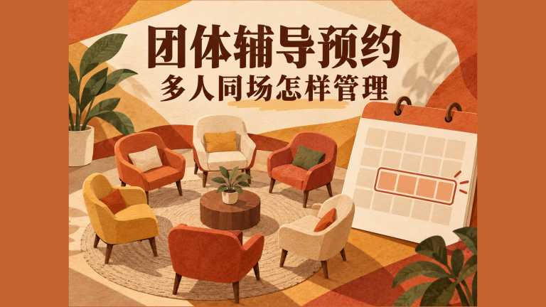 团体辅导围坐座位与多人场次预约日历示意