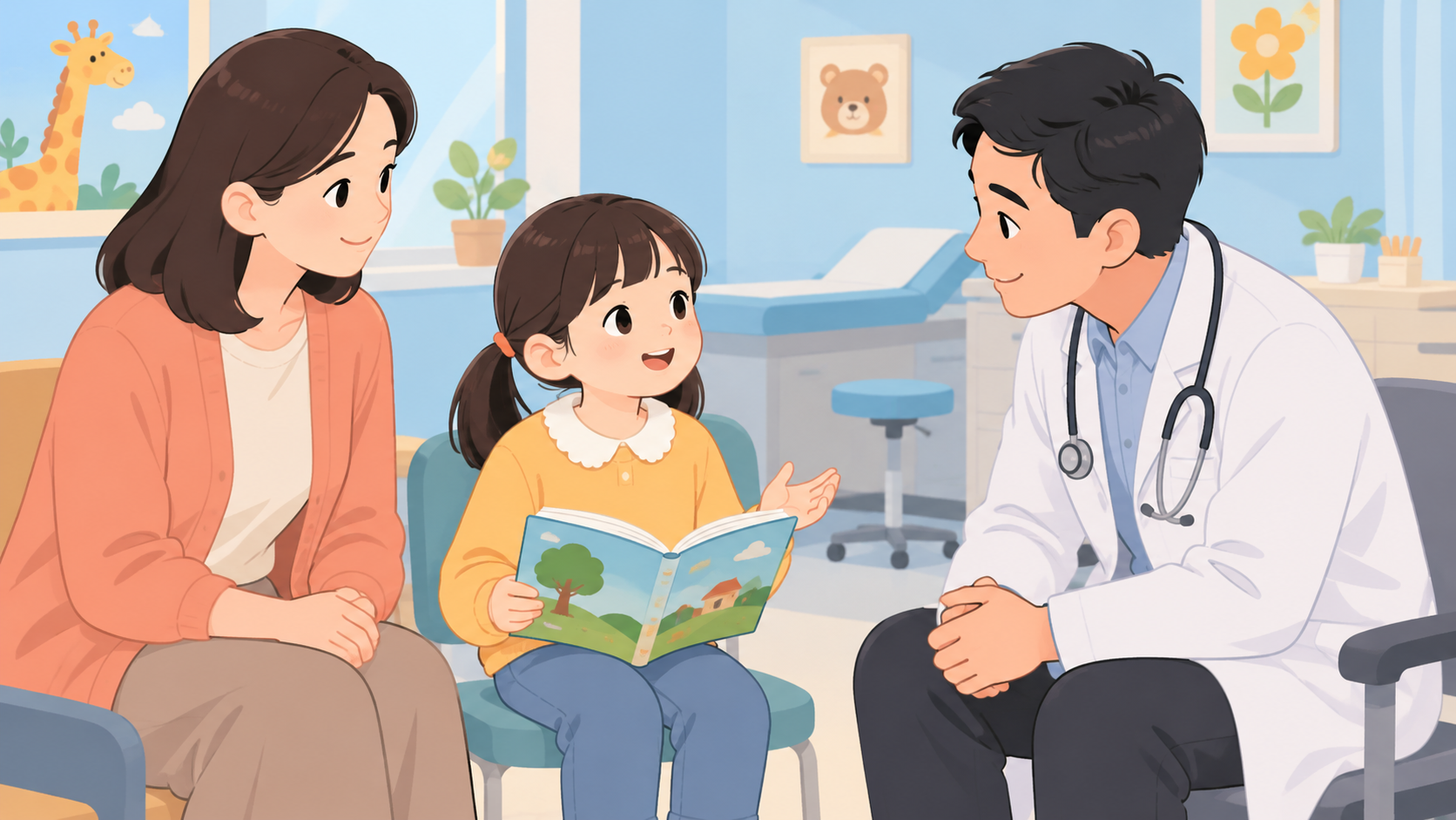 家长陪孩子与专业人员沟通评估