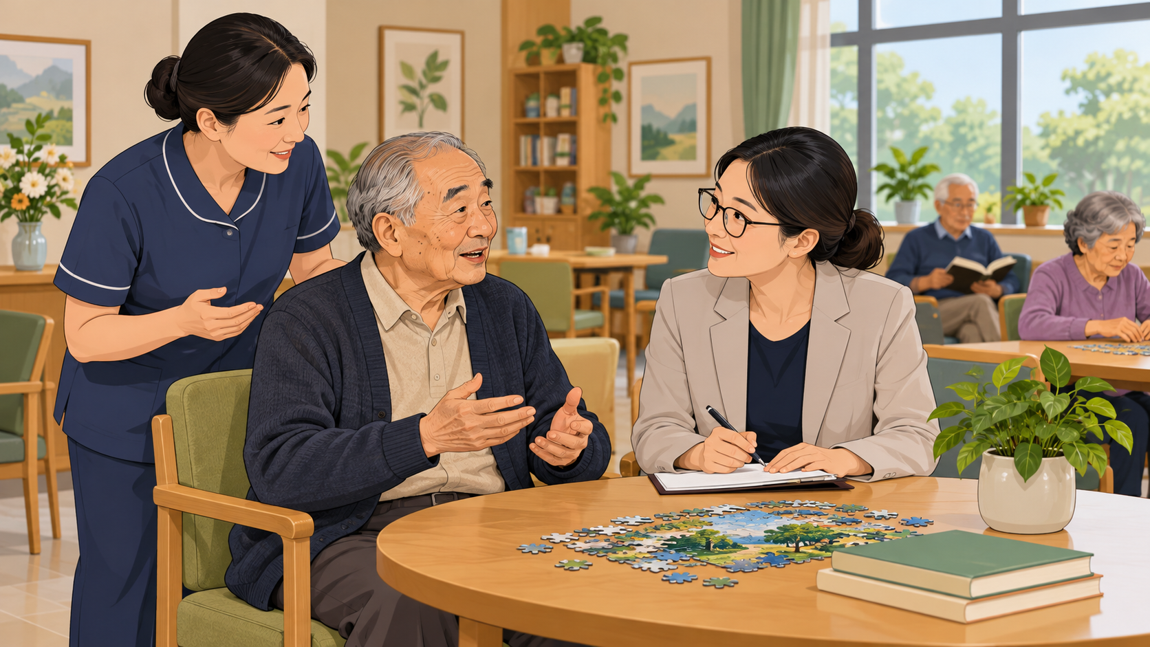 老人及照护人员共同补充近期生活变化