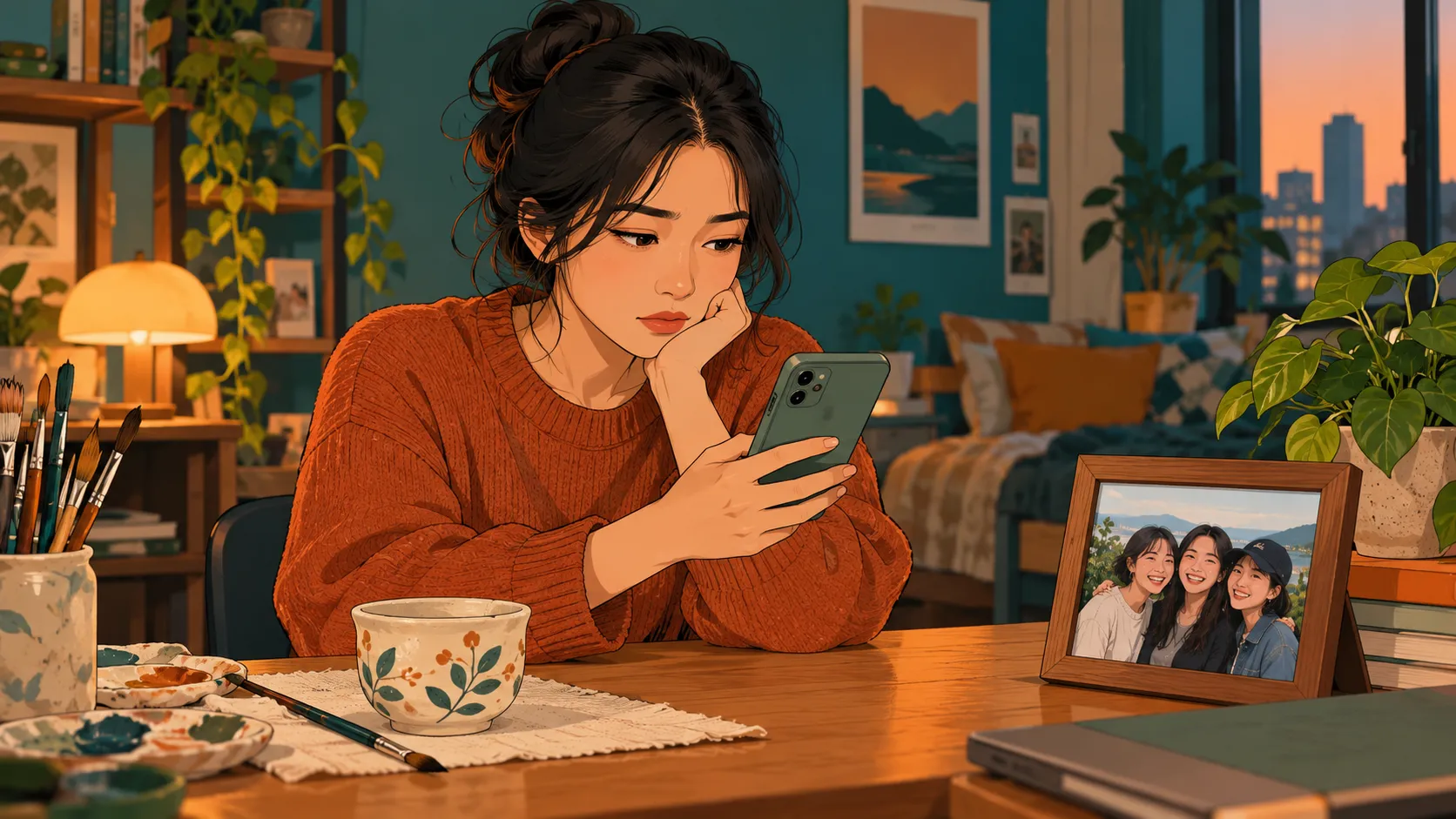 年轻人在约会后独自思考，区分对伴侣的喜欢与被认可的感受
