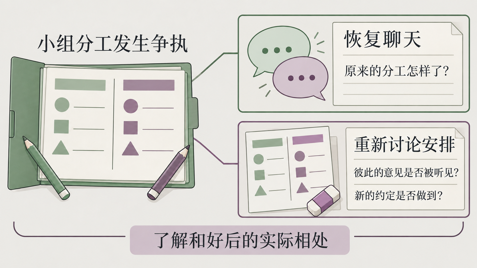 友谊发生矛盾后了解日常支持和修复过程的示例