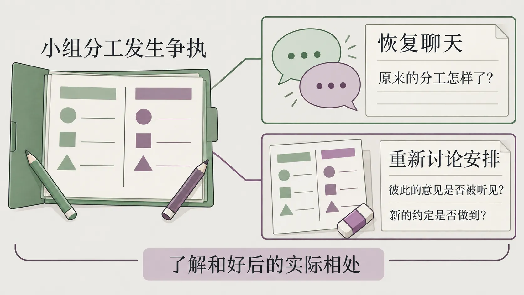 友谊发生矛盾后了解日常支持和修复过程的示例