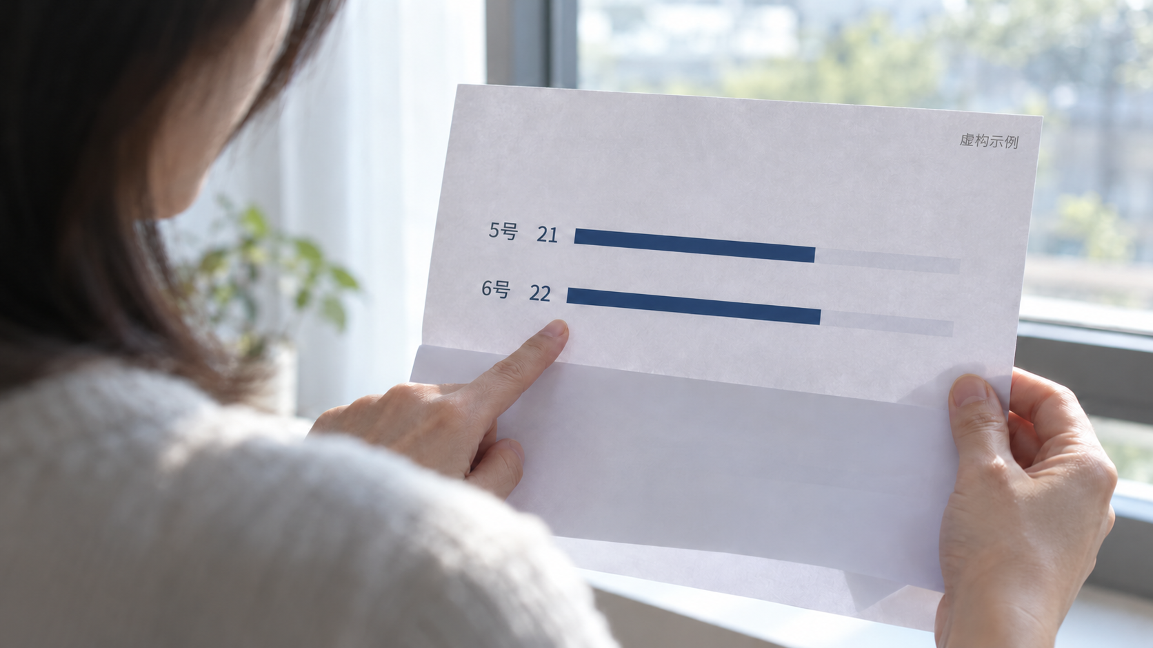 读者核对虚构报告中相差一分的5号与6号得分