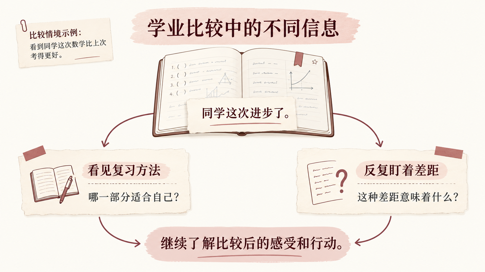 看到同学成绩后不同理解与行动的示例