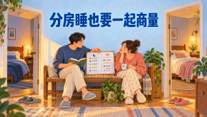 伴侣一起商量分房睡的睡眠安排