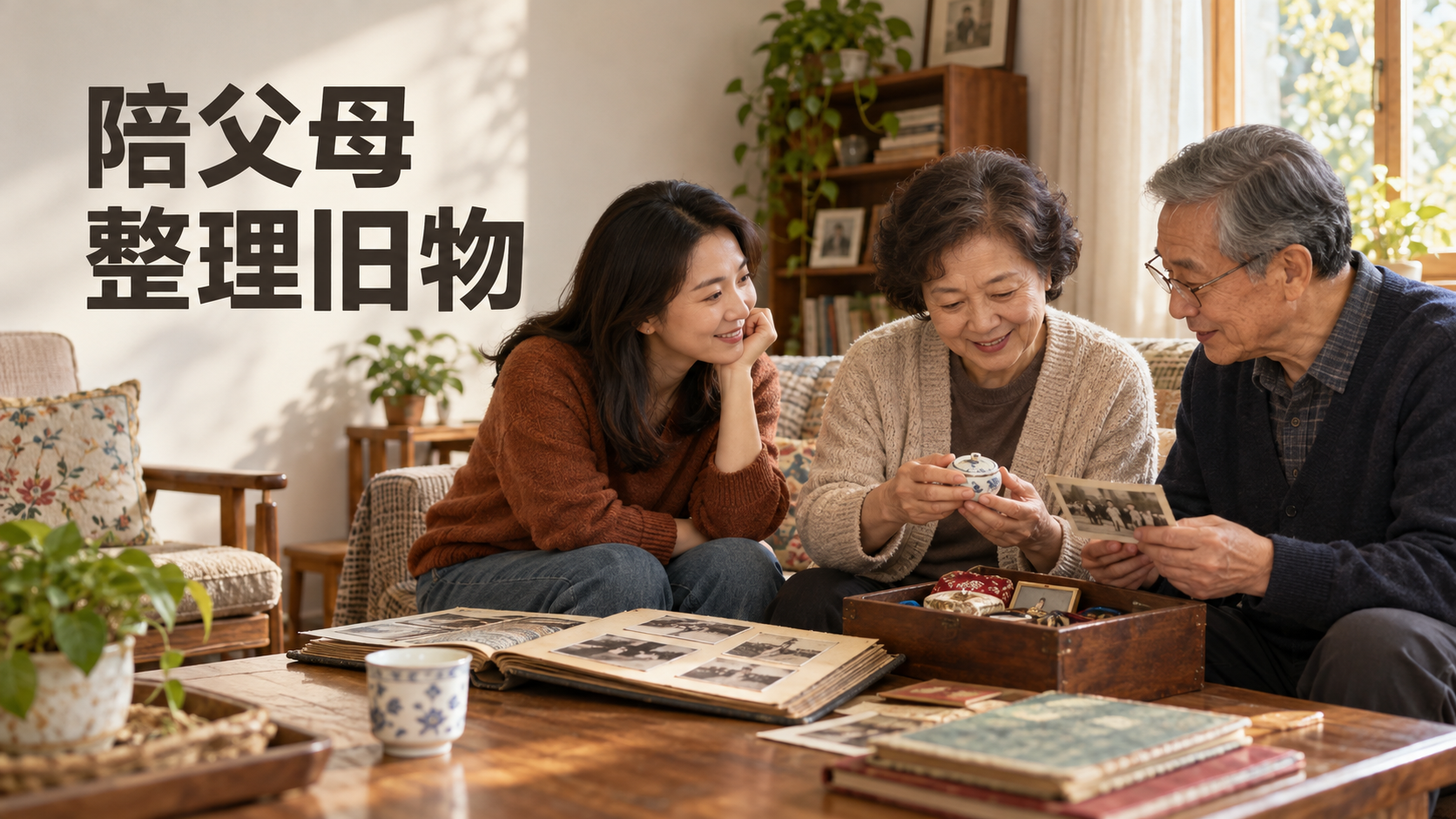 成年子女陪父母整理旧物,保留交流与自主选择的空间
