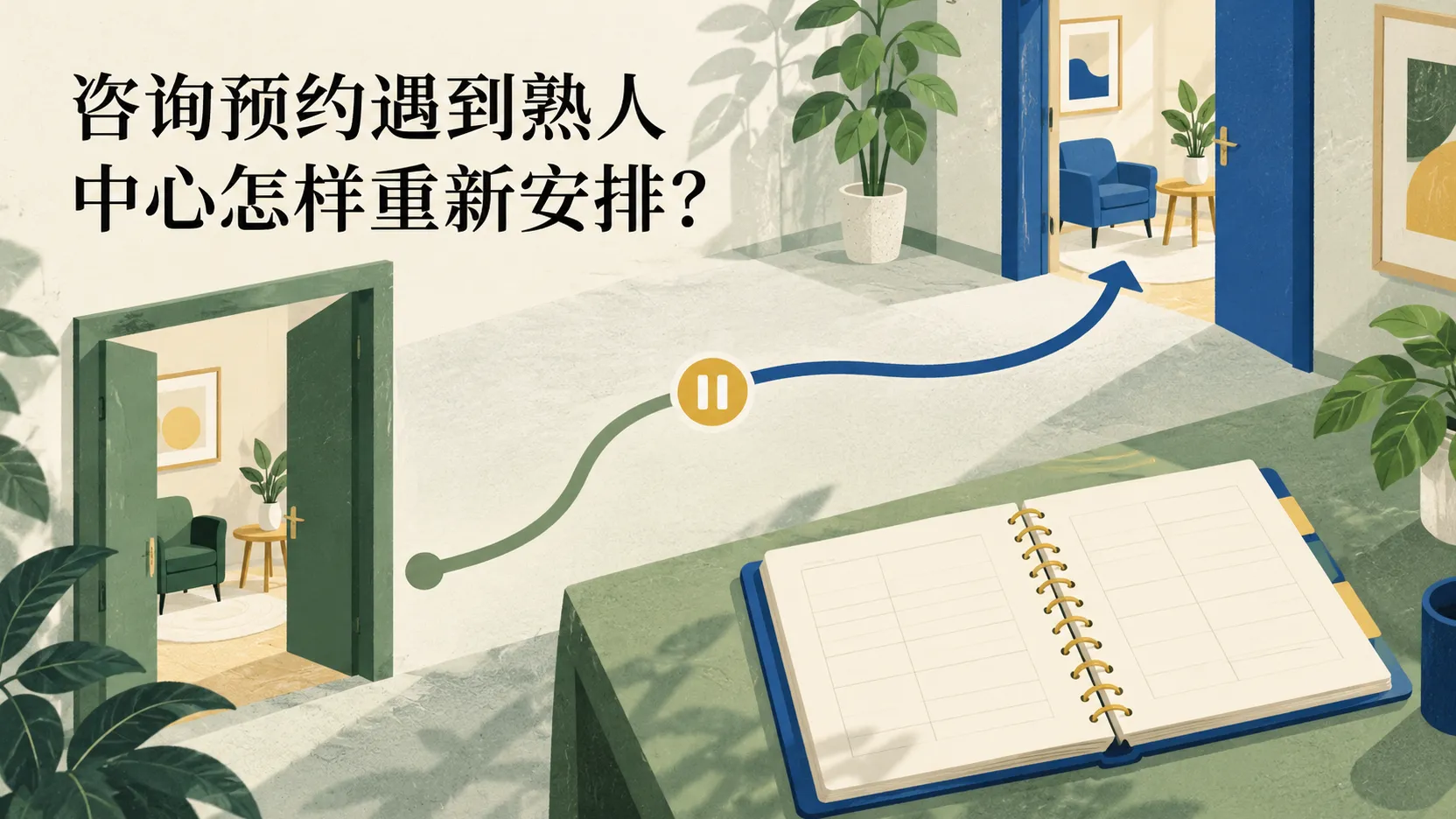 预约咨询师是任课老师或熟人时，私下协调重新安排的原创示意封面