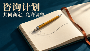 可擦改的铅笔计划线，表现咨询计划需要共同商定和调整。