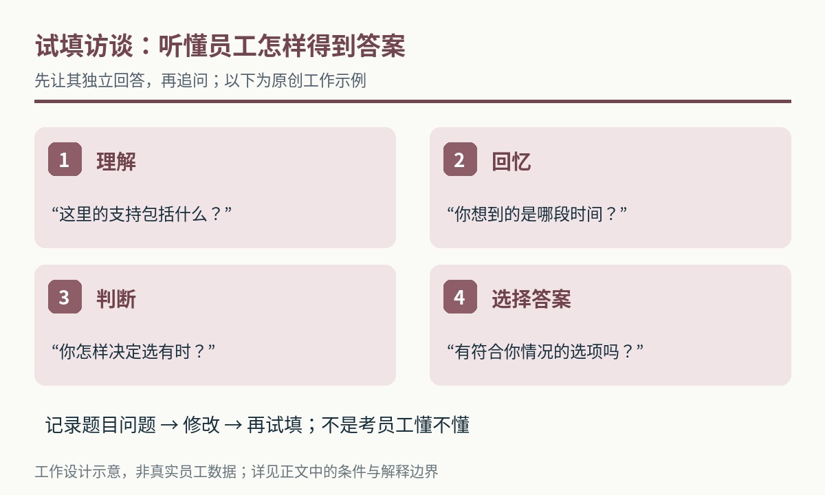 认知试填访谈四个观察环节和原创追问示例