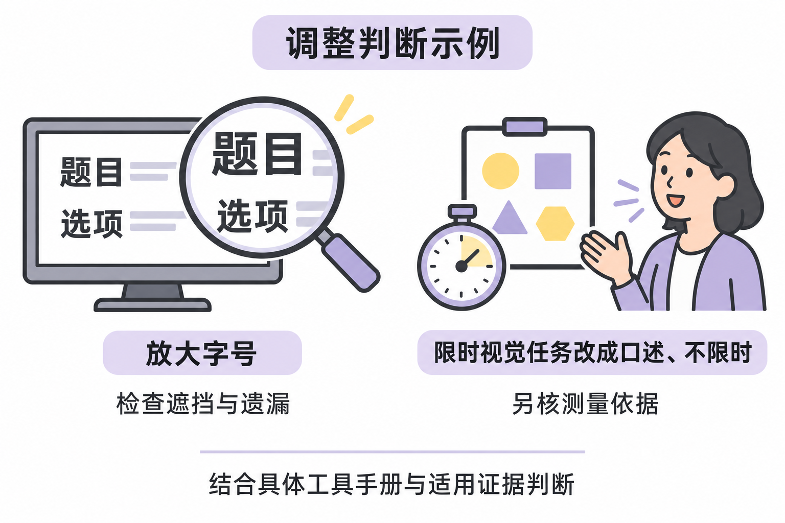 图2  施测调整须结合具体工具手册和适用证据判断，图中不对特定量表作许可结论。