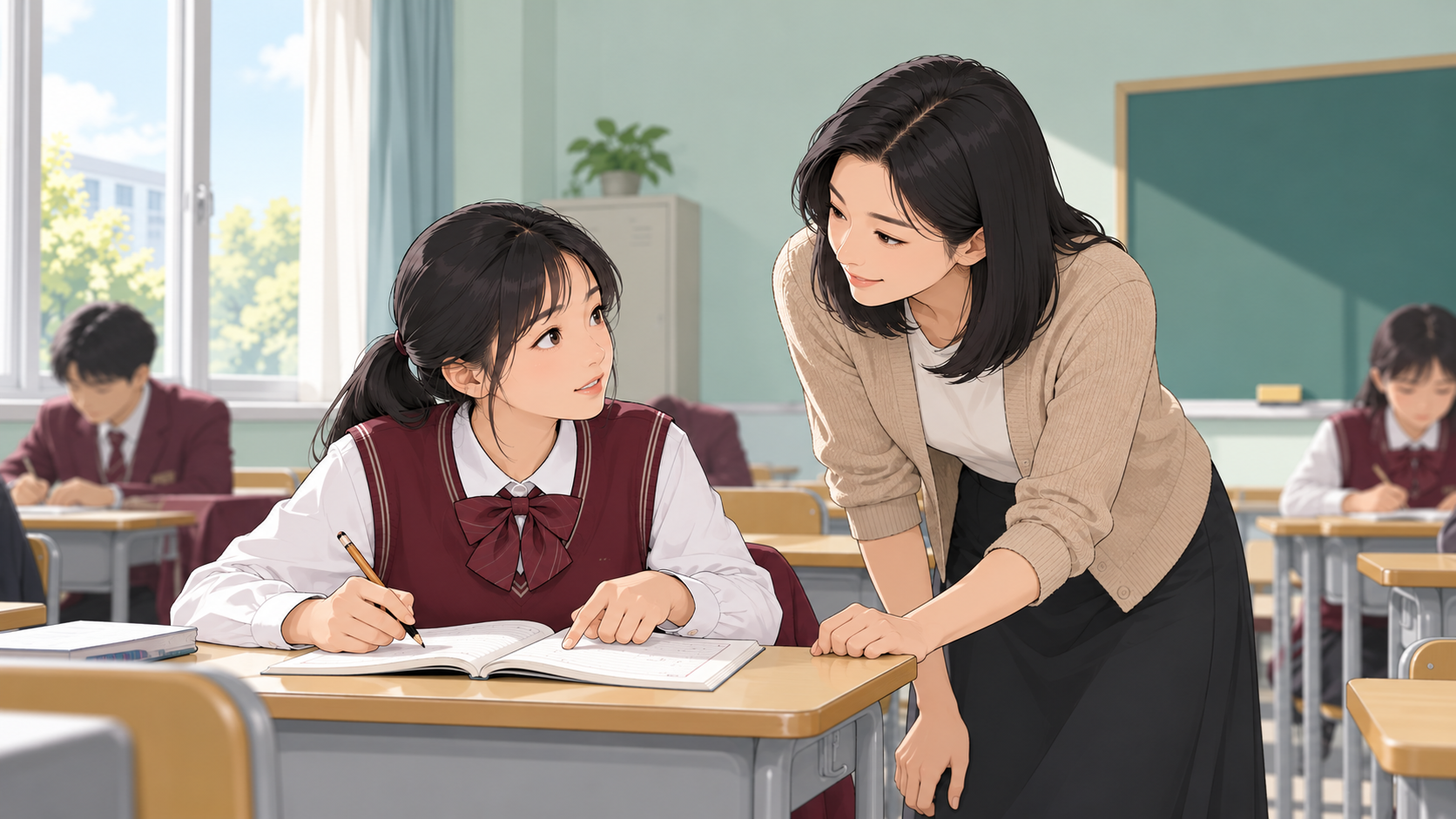 学生向教师说明习题中不理解的步骤