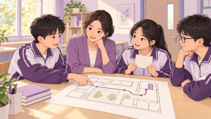 学生在心理健康课堂讨论求助渠道